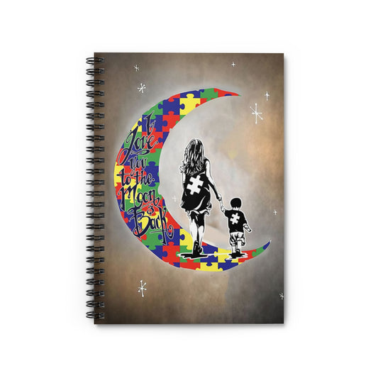 Spiral Notebook Autism Awareness I Love You To The Moon And Back Mama And Little Son Family Friend Gift Unisex College Ruled Paper