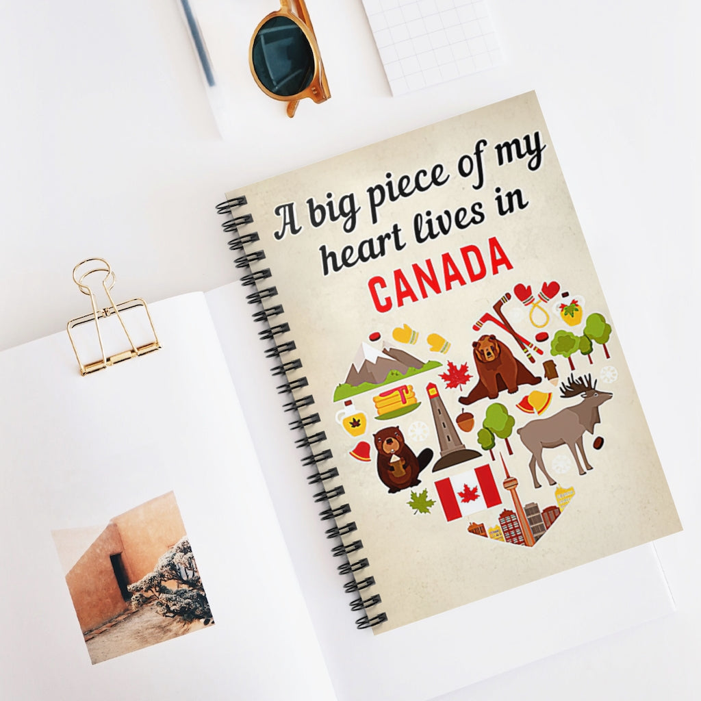 Spiral Notebook - Ruled Line A Big Piece Of My Heart Lives In Canada Personalized Gift Basics Wide Ruled Wire Bound