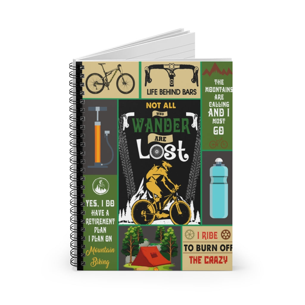 Notebook Gifts Not all Who Wander are Lost Mountain Bike Camping Ultra Spiral Notebook - Ruled Line Gift Ideas  Baby Journal  Keepsake Spiral Notebook