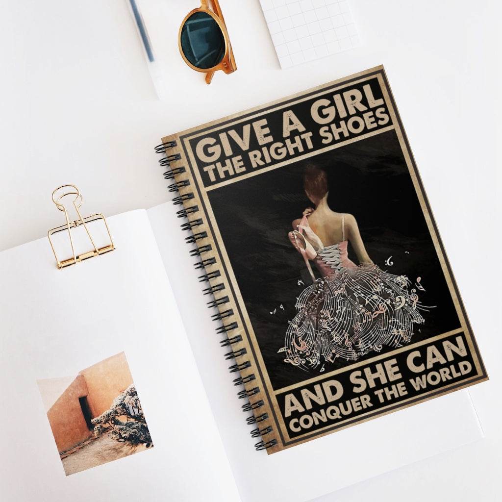 Spiral Notebook - Ruled Line OHM ZOE MATHILDE Ballet Give a Girl The Right Shoes Vertical Dancing Girl, Girl Loves Ballet, Ballet Girl, Gifts for Dancer on Birthday