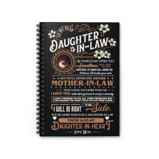 Spiral Notebook  To My Dear Daughter In law I Will Be Right By Your Side Subject Notebooks Baby Journal  Keepsake Spiral Notebook Gift On Birthday