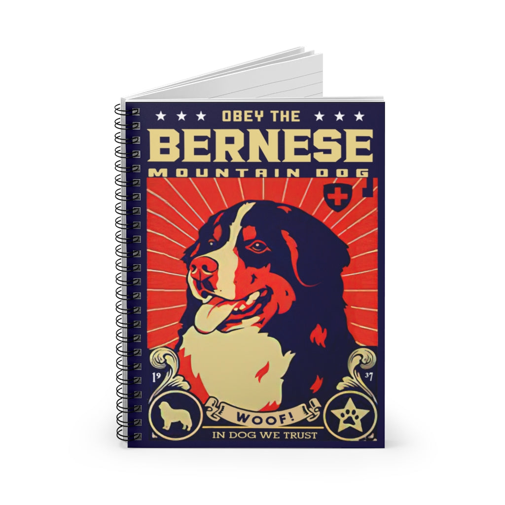 Vigifsana Subject Notebooks Obey The Bernese Mountain Dog Spiral Notebook for Office, Students, School Supplies Meaningful Quote Stationery Gift Sets for Child