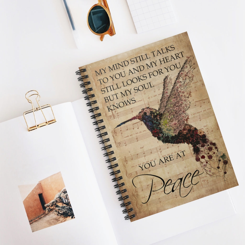 Spiral Notebook - Ruled Line Music Sheet My Mind Still Talks Hummingbird Home School Supplies for College Students Subject Notebooks