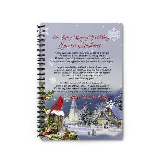 Spiral Notebook - Ruled Line in Loving Memory of A Very Special Husband Gallery Wrapped Awesome Perfect Happy Birthday, Wedding, Housewarming Gift Deluxe