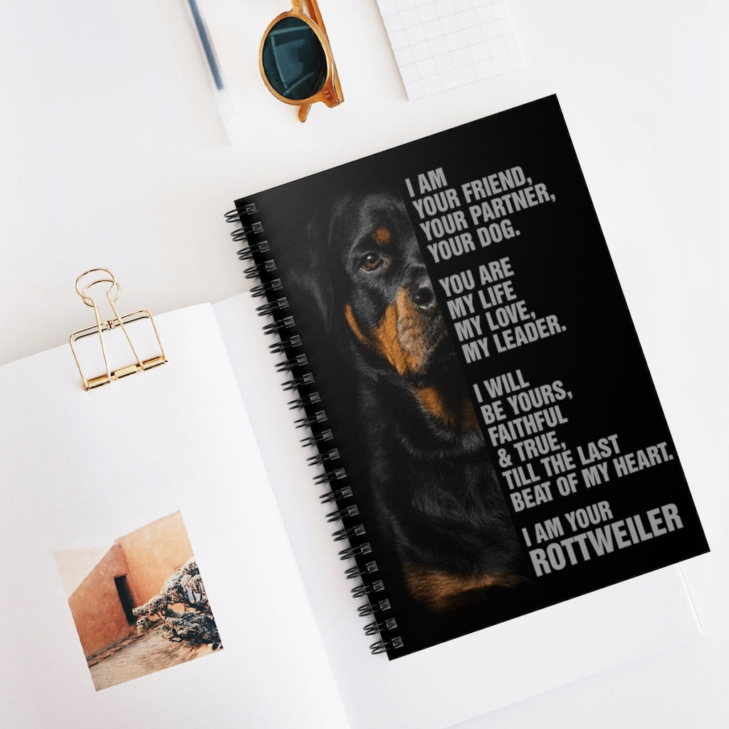 Spiral Notebook - Ruled Line I Am Your Friend Your Partner Your Dog I Am Your Rottweiler – Family Friend Gift Unisex On Christmas, Awesome Birthday