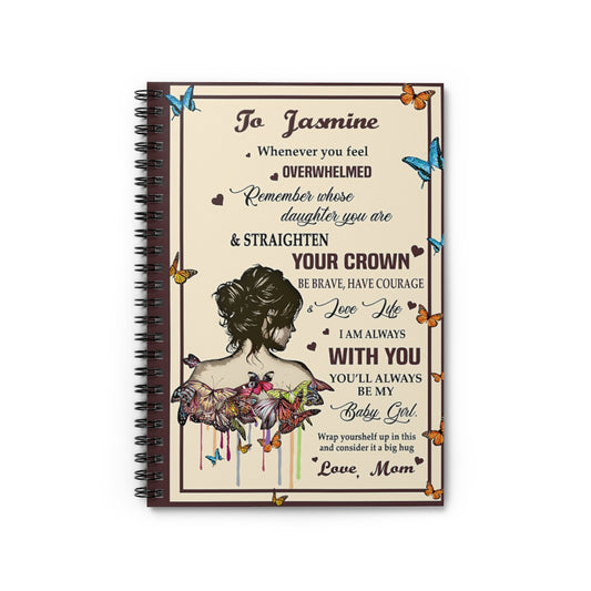 Spiral Notebook Personalized Butterfly To My Daughter New Parents College Ruled Paper 118 Sheets Gift Ideas Home School Supplies for College Students