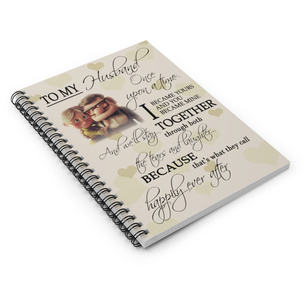 Spiral Notebook - Ruled Line Inspirational Gifts Poster Up Movie Art, Carl Ellie Poster, Gift for Husband , Disney Movie Up, Carl Ellie Motivational gift Family