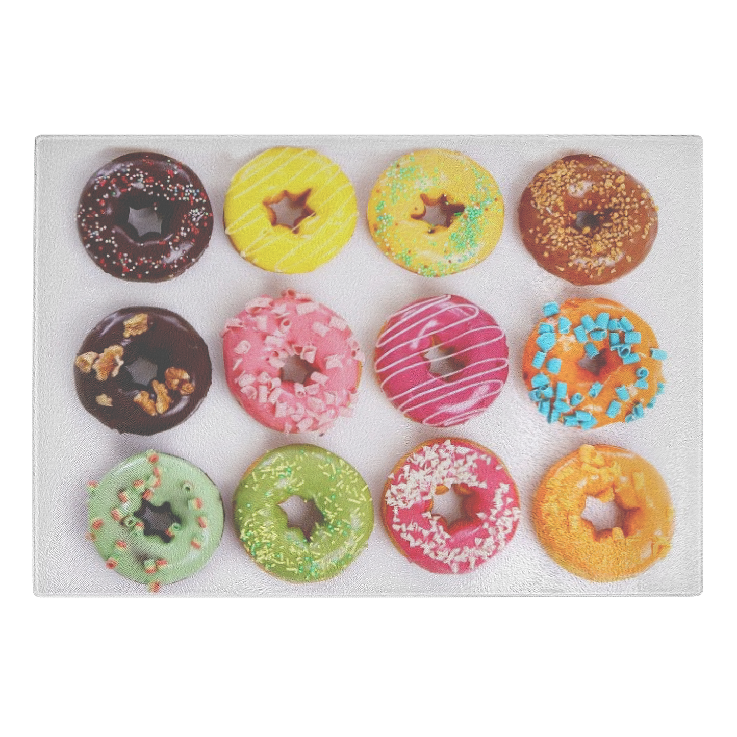 Donut Glass chopping board doughnut - Size 11"x8"x1/4"(LxWxH)