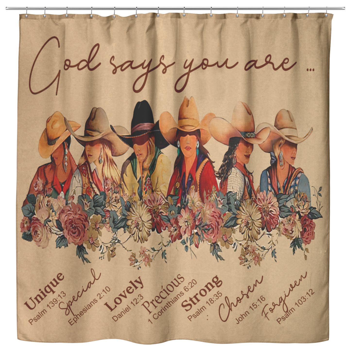 Vigifsana Shower Curtains for Bathroom Cowgirl God Says You are Unique Special Lovely Size 73"X70" Housewarming Gift Rustic Décor