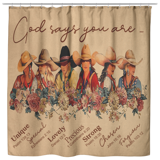 Vigifsana Shower Curtains for Bathroom Cowgirl God Says You are Unique Special Lovely Size 73"X70" Housewarming Gift Rustic Décor