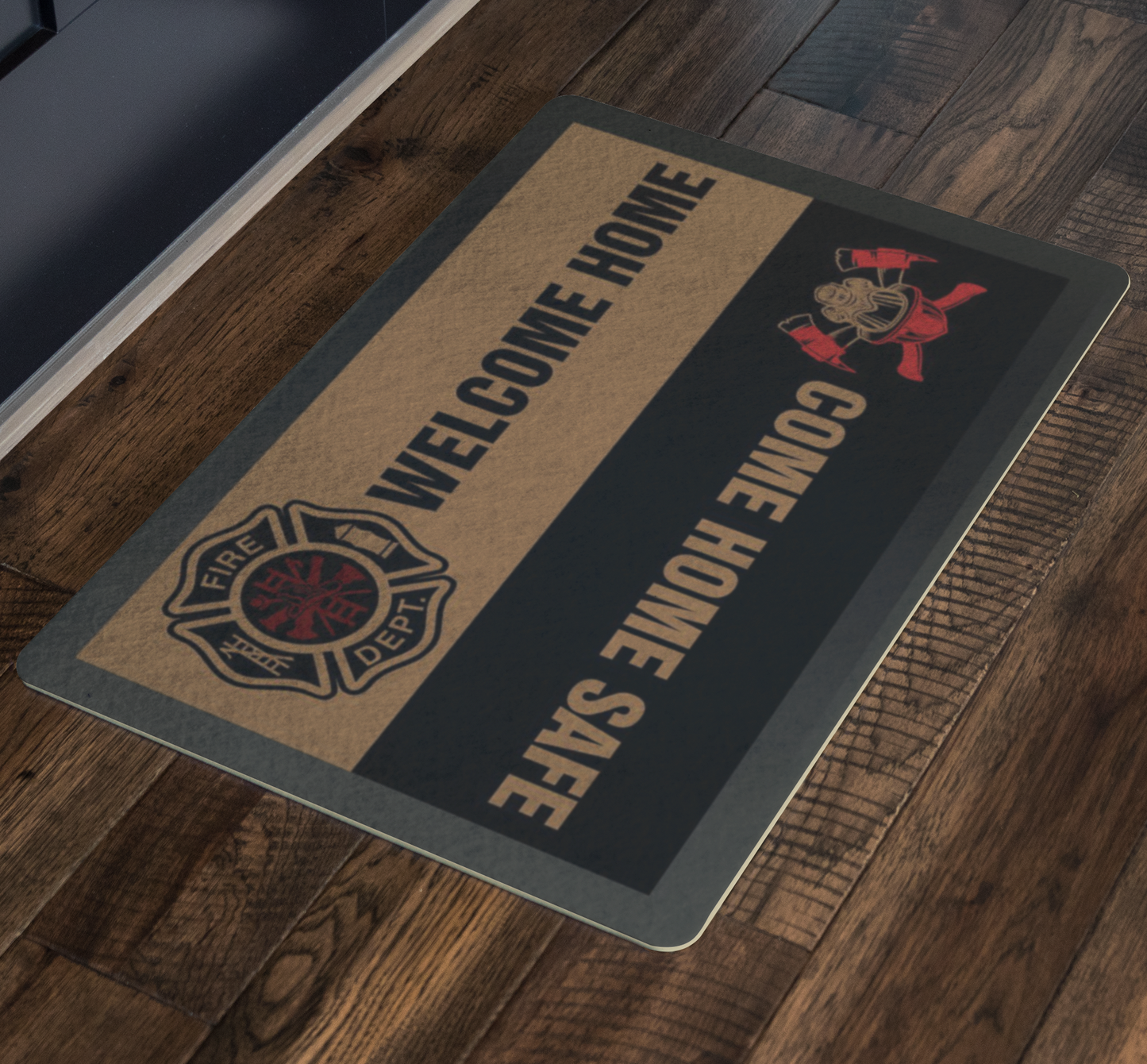 Firefighter Welcome Home Come Home Safe Indoor and Outdoor Doormat Warm House Gift Welcome Mat Gift for Firefighter Gift for Firefighter Lovers Birthday Gift (Indoor & Outdoor Doormat 24x16)