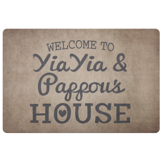 Welcome to Yiayia and Pappou's House Doormat - Cute Grandparents Gift, Grandparents Day Gift, Yiayia and Pappou Gift, Yiayia and Pappou Mat