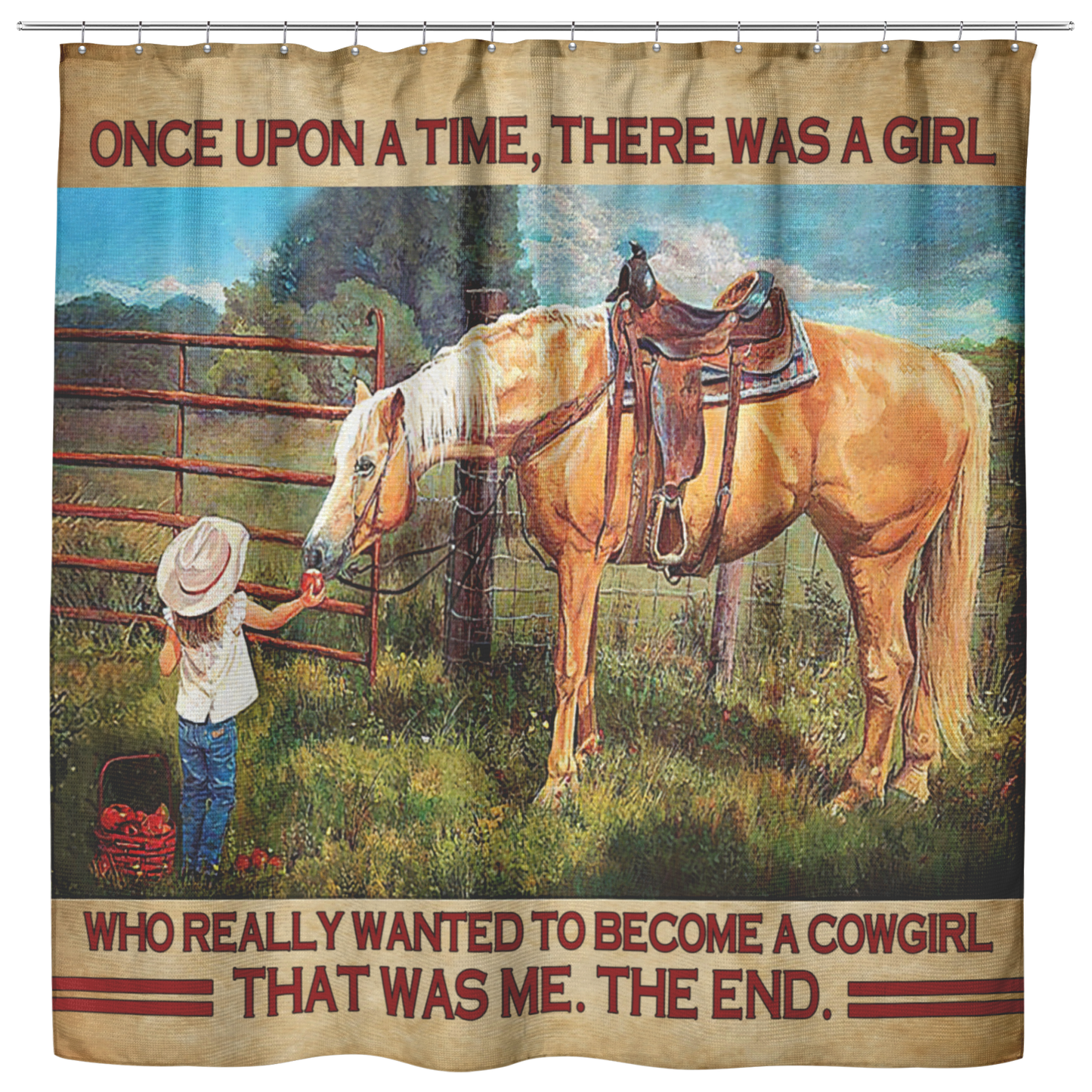 Vigifsana Shower Curtains for Bathroom Little Girl and The Horse – There was A Girl, Who Really Wanted to Become A Cowgirl Home Decor - Bathroom Sets - Waterproof Size 73X70