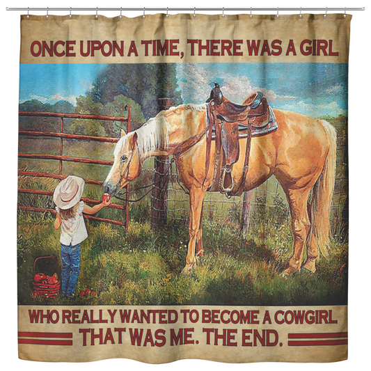 Vigifsana Shower Curtains for Bathroom Little Girl and The Horse – There was A Girl, Who Really Wanted to Become A Cowgirl Home Decor - Bathroom Sets - Waterproof Size 73X70