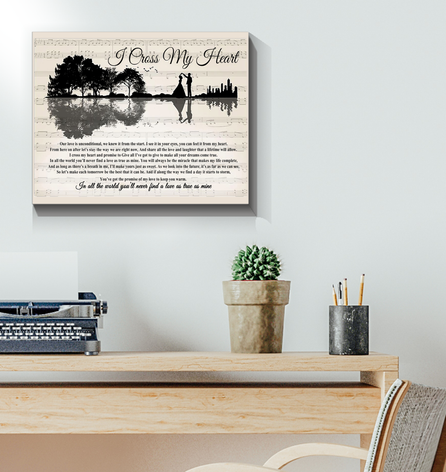 I Cross My Heart Art Poster Canvas Framed (20x16)