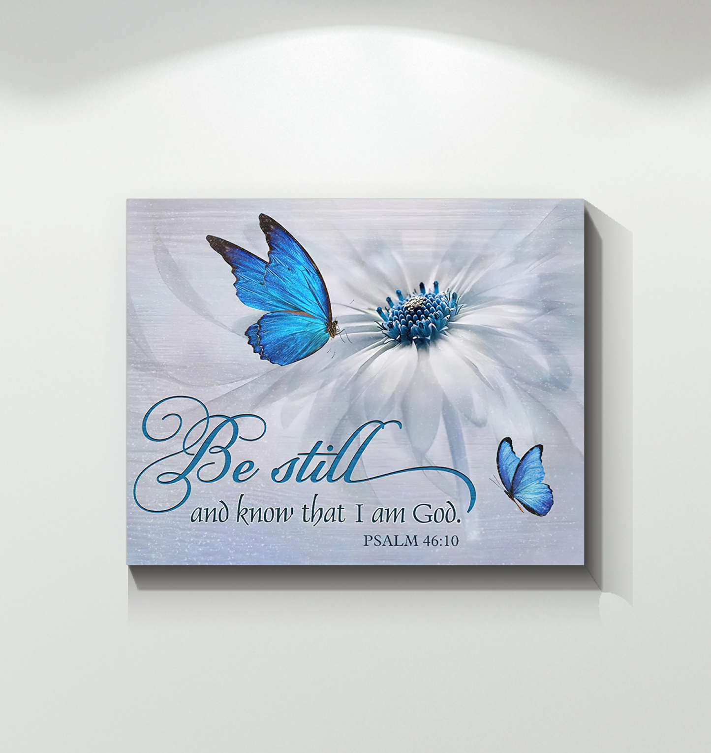 Butterfly Be Still and Know That I Am God Wall Decor Poster (Canvas Framed, 14x11)