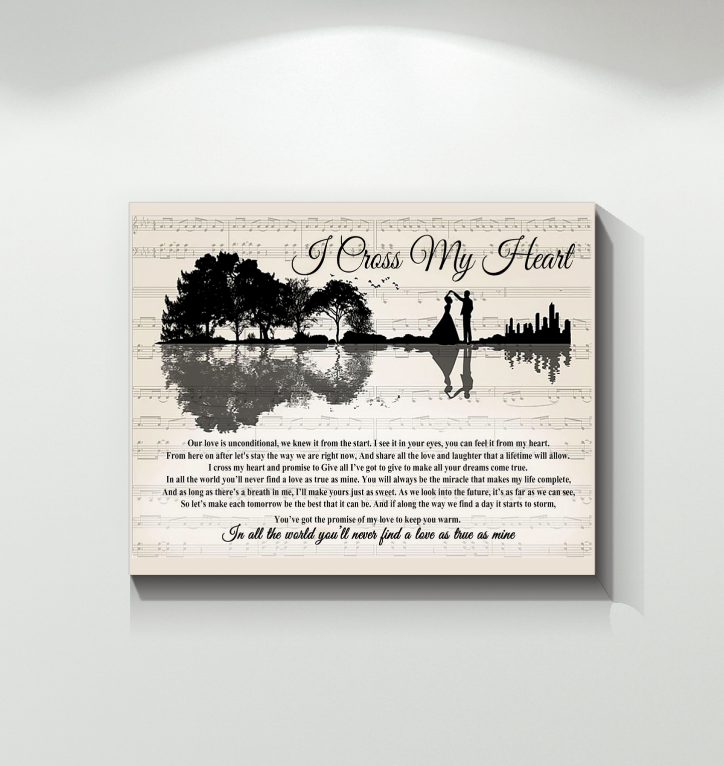 I Cross My Heart Art Poster Canvas Framed (20x16)