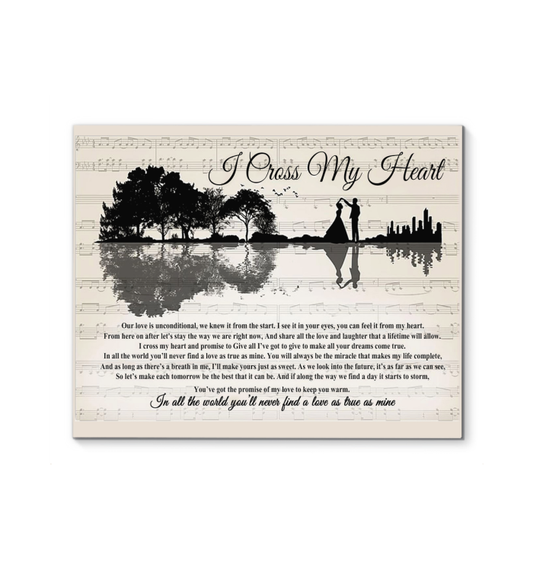I Cross My Heart Art Poster Canvas Framed (20x16)