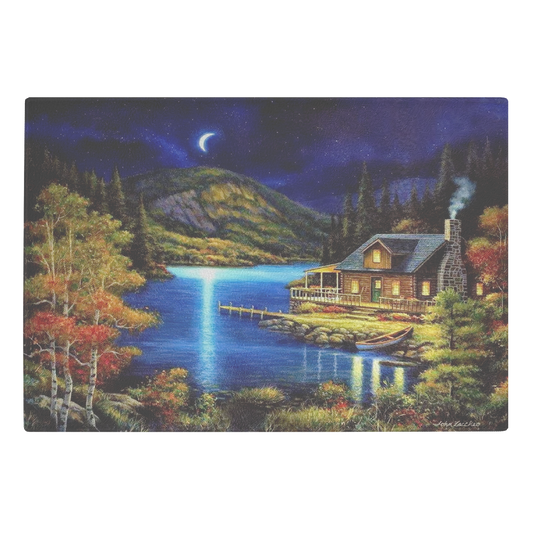 Moonlit Cabin Glass Large Glass Chopping Board - Size 11"x8"x1/4"(LxWxH)