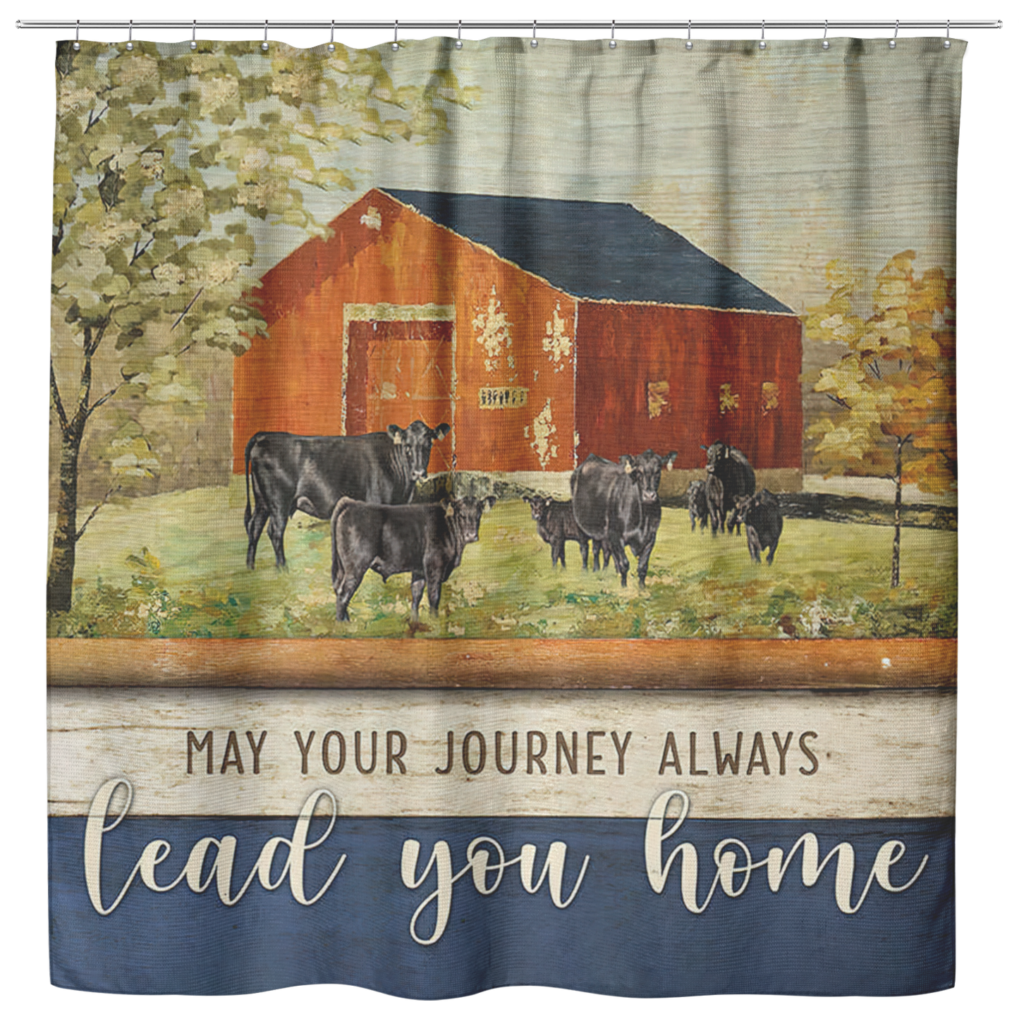 Vigifsana Shower Curtains for Bathroom Angus Cow On Farm – May Your Journey Always, Lead You Home Size 73 X 70 Meaningful Motherhood Presents