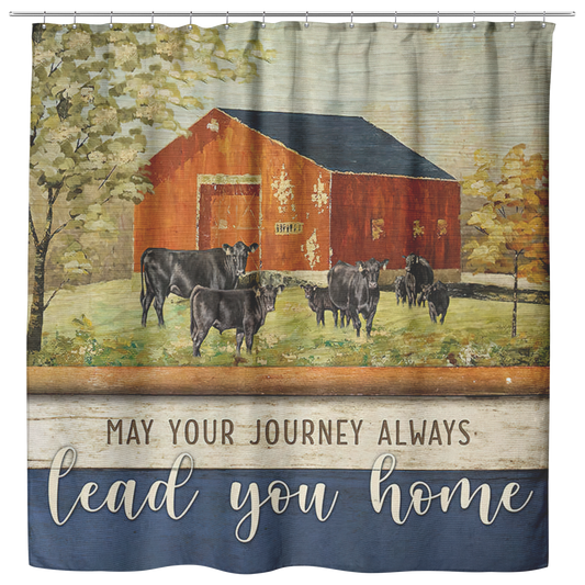 Vigifsana Shower Curtains for Bathroom Angus Cow On Farm – May Your Journey Always, Lead You Home Size 73 X 70 Meaningful Motherhood Presents