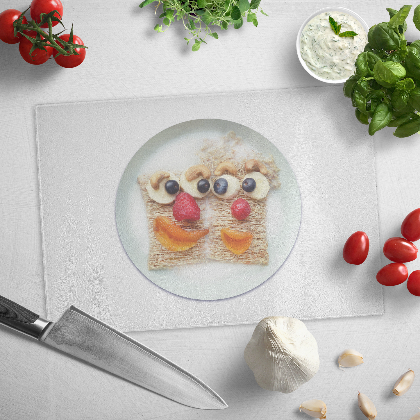 Endless inspiration for cooking with Extra Thick Glass Cutting Board - Food Funny Art - Size 11"x8"x1/4"(LxWxH)