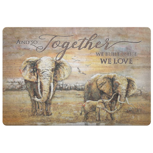 Funny Welcome Rugs Elephant and So Together We Built A Life We Love Gift Ideas Welcome Floor Mat Non-Slip Backing 26X18
