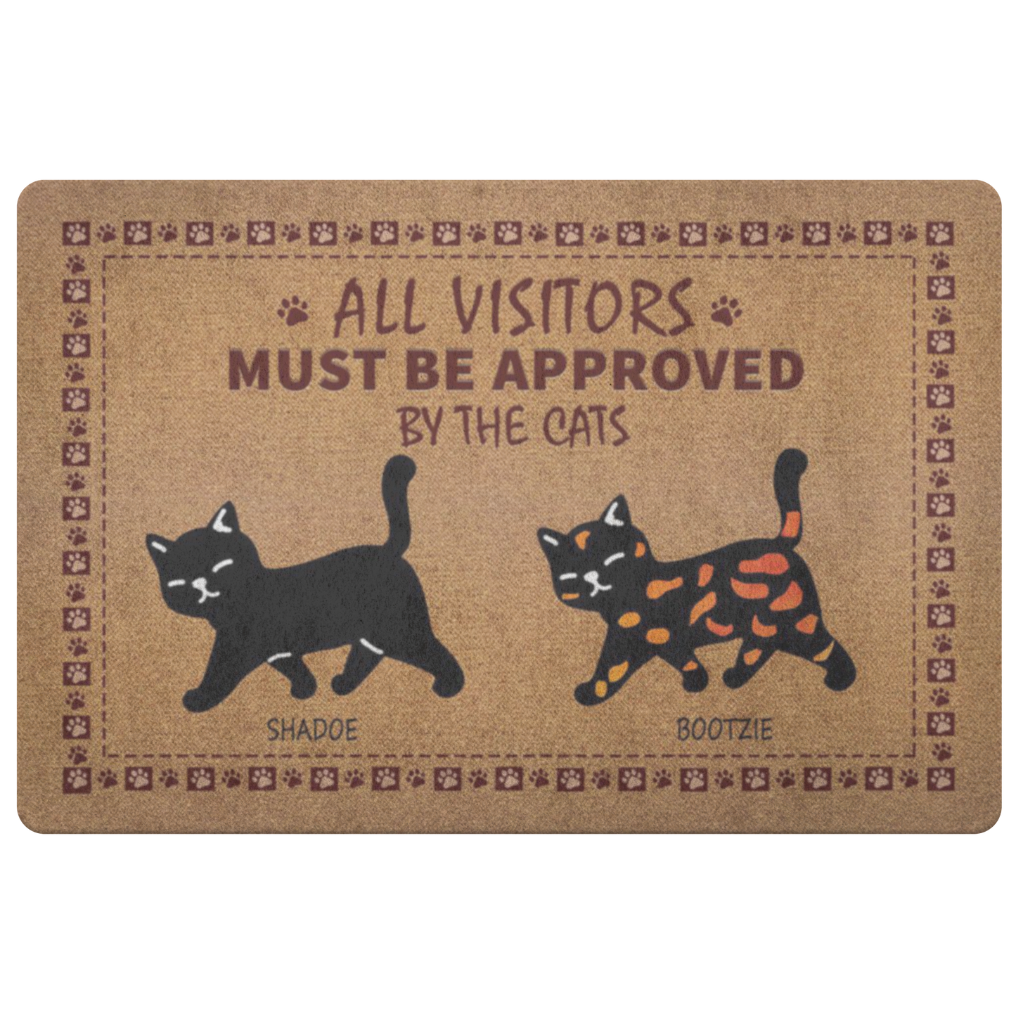 Funny Personalized Cats Doormat, All Visitors Must Be Approved by Catss, Personalized Cats Welcome Doormat, Housewarming Gift, Home Decoration 18"x26"