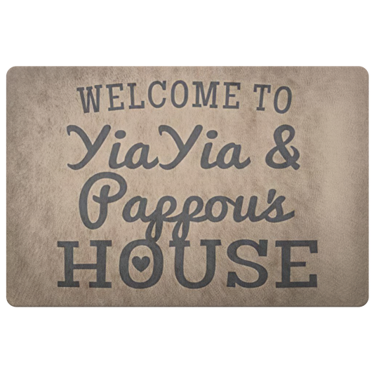 Welcome to Yiayia and Pappou's House Doormat - Cute Grandparents Gift, Grandparents Day Gift, Yiayia and Pappou Gift, Yiayia and Pappou Mat